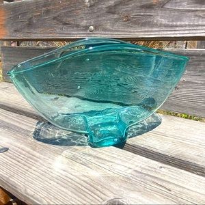 Lovely handblown green transparent vintage vase
